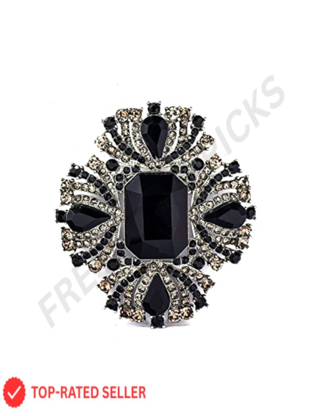 Vintage Austrian Crystal Rhinestone Flower Brooch Lapel Pin Women